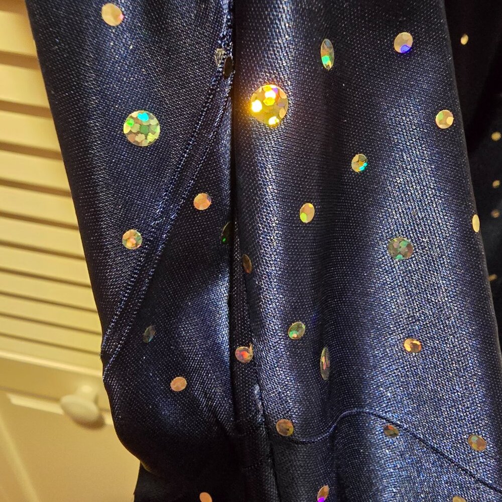 Sequin Hearts Satin Blue Glittery Party Dress - Picture 7 of 9